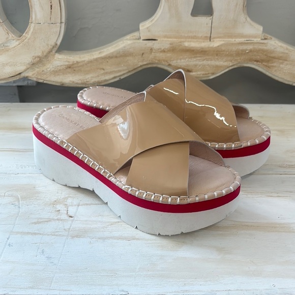 Chocolat Blu Tan and Red Platform Sandals Size 39 or Women’s 8.5 - Picture 1 of 5